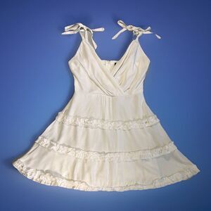 Trixxi Mini Dress Womens M Shoulder Straps White Tiered Ruffles Cottagecore‎